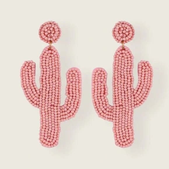 Modcloth Jewelry - Cactus Glass Bead Pink Statement Desert Plant Southwestern Dangle Party Earring